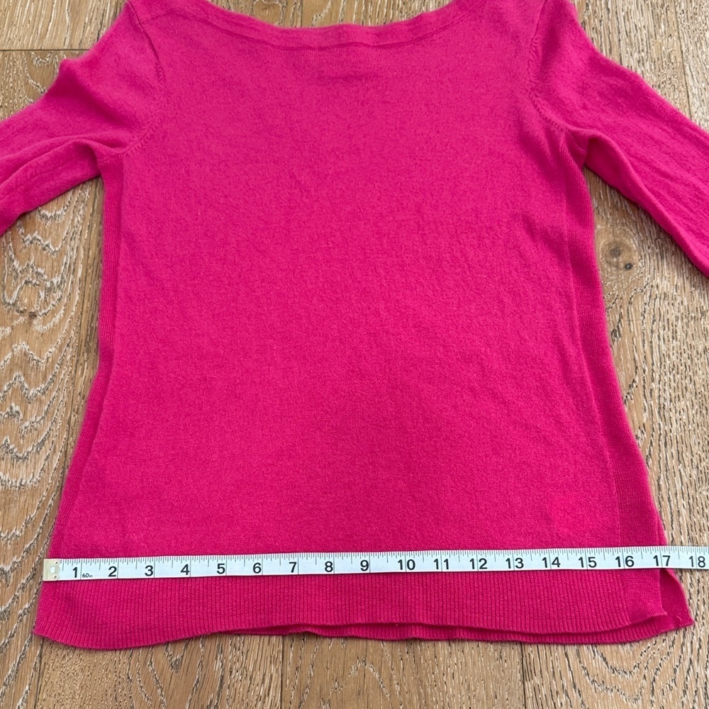 Ellen Tracy Fuchsia Pink Boat Neck Sweater 100% Extra Fine Merino Wool Sz S - Picture 11 of 12